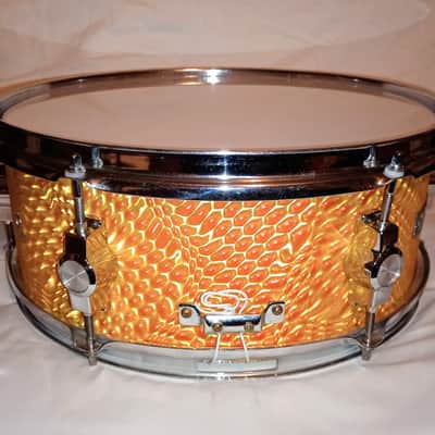 CB 700 VINTAGE MAHOGANY SNARE DRUM WRISTWATCH LUGS 80's - TANGERINE SATIN - FREE SHIP TO C-USA! image 3