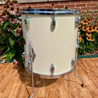 1970s Gretsch 16x16 Stop Sign Badge Floor Tom Drum White Nitron image 5