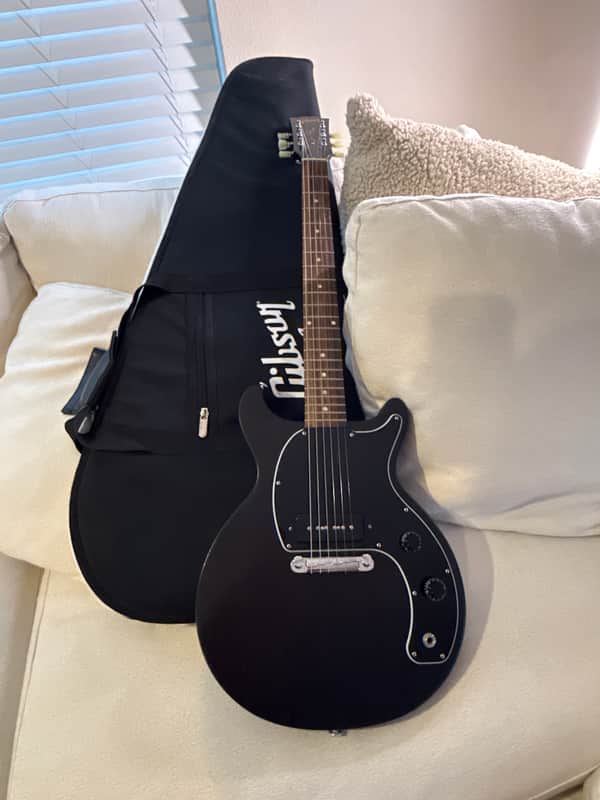 Gibson Les Paul Junior Tribute DC with Front-Mounted Input Jack 2019 - Worn Ebony Upgrades* including Fishman noiseless P90 image 1