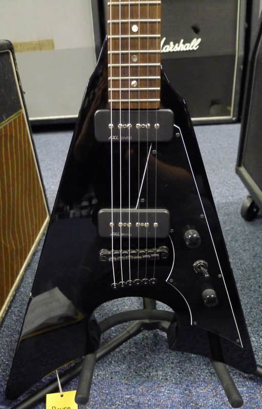 AXL Mayhem Jacknife Electric Guitar EMG P-90 Flying V AXL-001-BK image 1