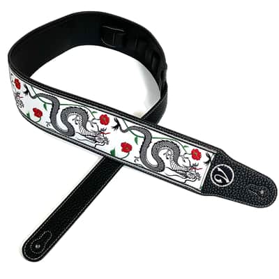 The Jimmy Dragon Suit Guitar Strap in White - Vtar Vegan Guitar Straps image 5