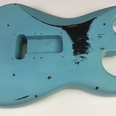 Lefty Vintage 1995 Fender Heavy Relic Strat Guitar Body Daphne Blue Nitro 4.3 Lb image 7