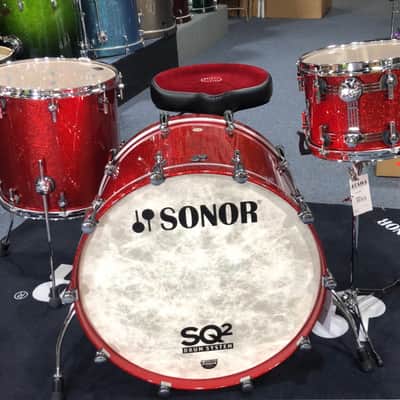 Sonor SQ2 Drum Kit Shell Pack Red Sparkle Lacquer 13/16/24 Vintage Maple Shells, Auth Dealer+Ship image 3