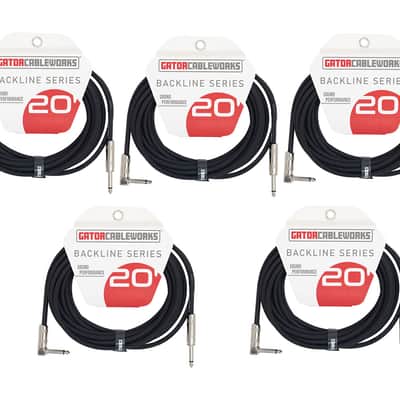 Gator Cableworks Backline Series 20' RA Instrument Cable x5 image 1