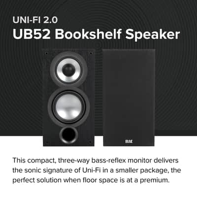 ELAC Uni-Fi 2.0 UB52 Bookshelf Speakers (Pair), Black (UB52-BK) image 2