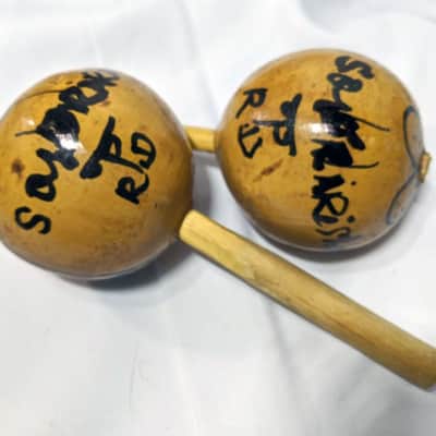 Handmade Traditional Wooden Maracas - Blue & Red image 2