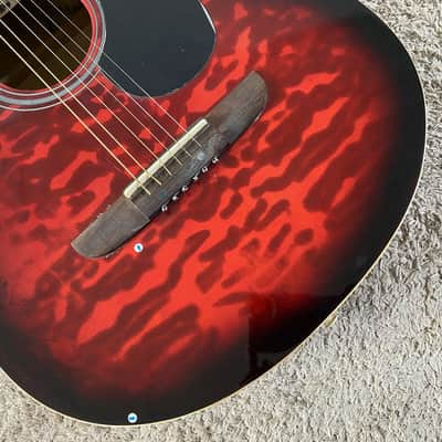 38 Inch Red Burst Acoustic Guitar, Plywood Top Body, Mahogany Neck image 6