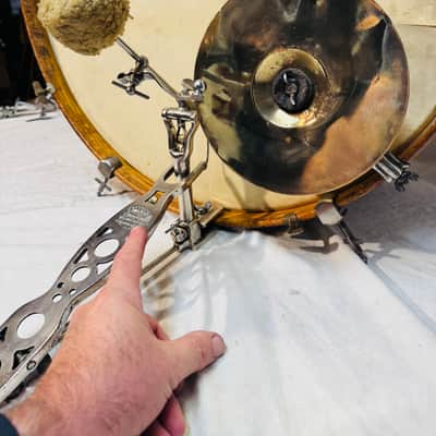 Vintage 1928 Leedy Bass Drum Pedal w/Leedy Brass Cymbal & Striker image 14