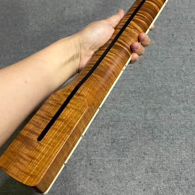 20 fret Roasted flame maple J BASS guitar neck part 34inch block inlay Matte image 8