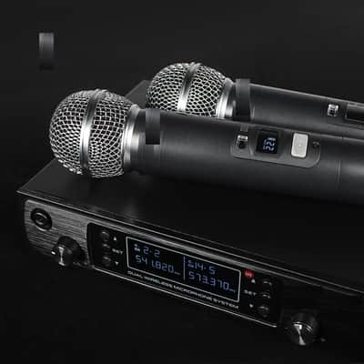 Wireless Microphone System, Dual Wireless Mics,w/ 2 Handhelds, Auto Scan,2x100 UHF Frequencies,328ft Range,Dynamic Microphone for Singing, Karaoke, Church image 3
