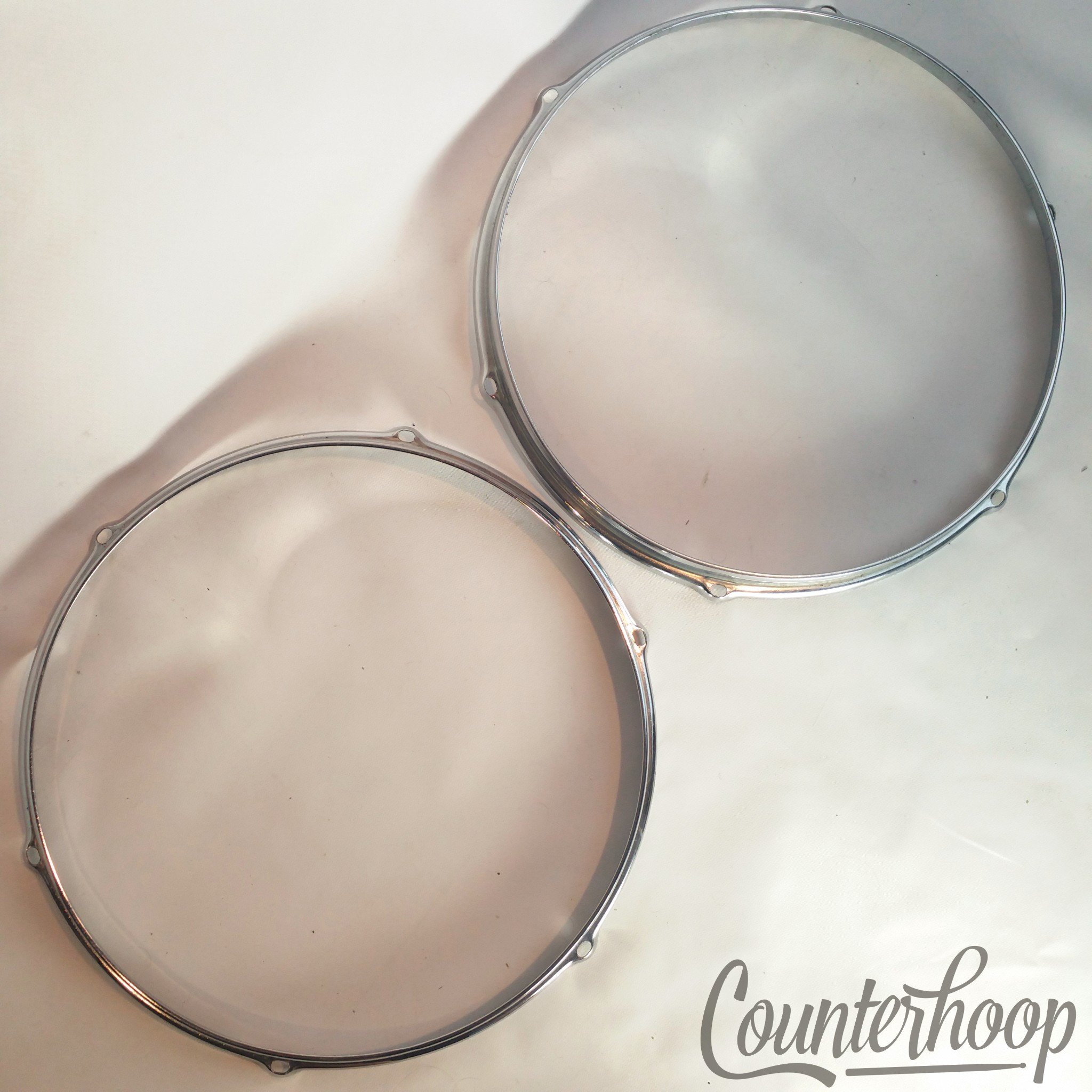 Slingerland 2x 13"Tom Drum Batter/Resonant Rim/Hoop 6-Lug Stick-Saver Chrome 70s — main photograph