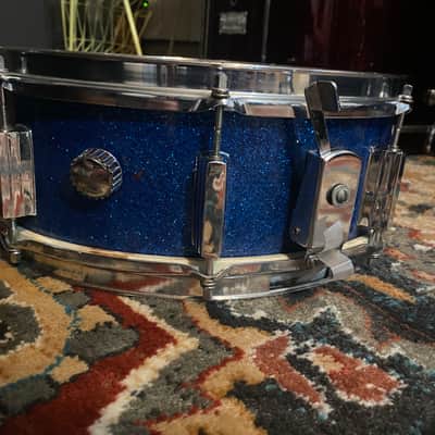 Vintage MIJ Tempro Snare Drum 1970’s - Blue Sparkle image 2