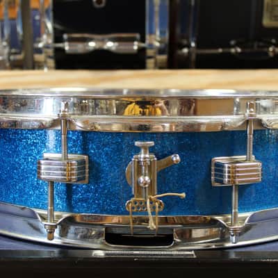 1960s Ludwig 4x14 Downbeat Snare Drum in Sparkling Blue Pearl Bild 4