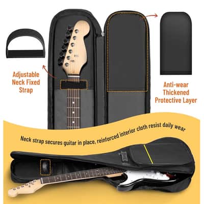 CAHAYA Electric Guitar Bag Gig Bag 6mm Padding Backpack Padded Soft Guitar Case Black CY0226 Soft Case Gig Bag 2023 - Black image 4