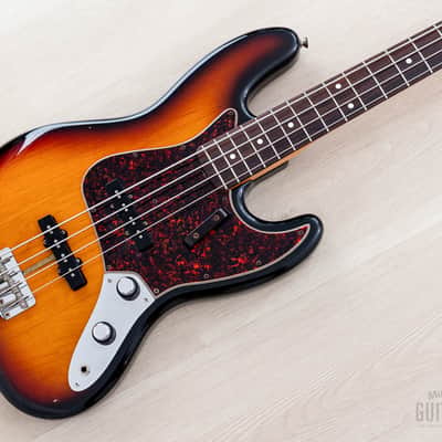 1994 Fender American Vintage ‘62 Jazz Bass Stack Knob Sunburst, 100% Original w/ Tweed Case image 1