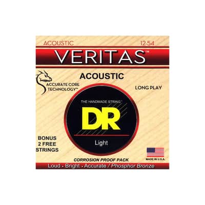 DR Strings Veritas Phosphor Bronze Acoustic 12-54 Light Guitar Strings image 1