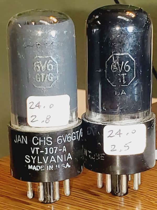 JAN CHS 6V6GT/G Sylvania Matched Pair MaxiMatcher2 tested (2)tube lot image 1
