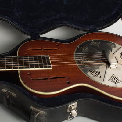 National  El Trovador Baritone Resophonic Electric Guitar (2009), ser. #15563, original black hard shell case. image 15