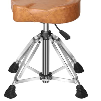 Augioth Four-Legged Hydraulic Drum Stool, Anti-Shake Rectangular Base + Memory Foam Cushion, Suitable for Double bass Drum Playing and Intense Performances-Brown image 2
