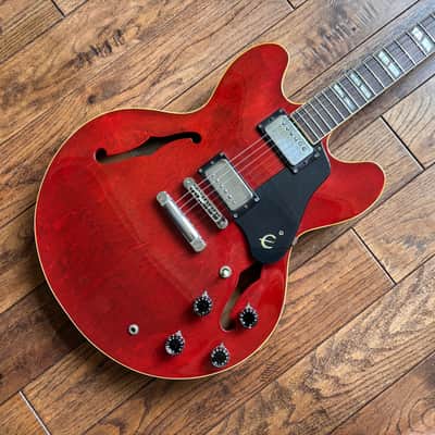 Rare 1980 Matsumoku Epiphone Riviera Semi-Hollow Blue Label Stop Tail Heritage Cherry MIJ Japan image 1