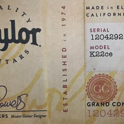 Taylor K22ce (AA Koa Top) V-Class Grand Concert Shaded Edge Burst Ser#:1204292178 image 9