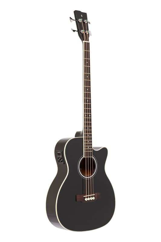 Stagg Jumbo Acoustic-Electric Bass Guitar with Cutaway – Black – SA40BASS ACE-BK image 1