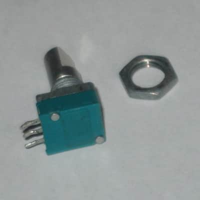 used (is fine / works fine) BOSS / ALPS potentiometer, 50 3A 03 5V, D Shaft, JAPAN, 1990s - 2010s - POT: blue, silver / NUT: gray (NO pedal, NO knob, NO other items) teal, square image 21