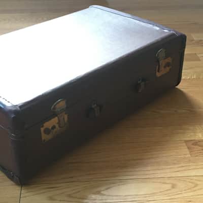 Vintage Brown Leather Made In USA 1950s-60s Hard Pedal Storage Case Luggage Amp Speaker Cargo Mod Platform image 13