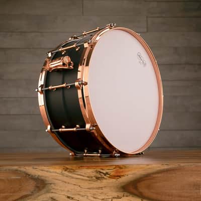 Ludwig 14 X 6.5 Lb427 T DC Hot Rod Black Beauty Snare Drum, Brass Shell, Matte Black, Copper Fittings image 9
