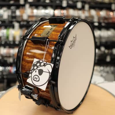 Pork Pie 7x14" Maple/Bubinga Snare Drum (Bubinga Hi-Gloss with Black Hardware) #2 image 9