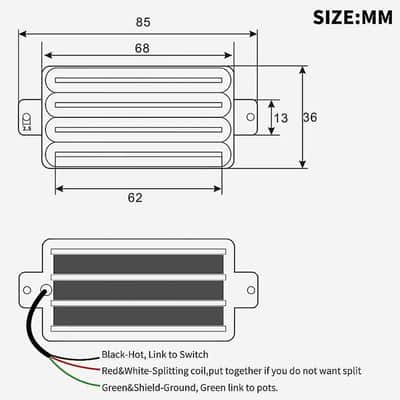 Ivory High Output Guitar Ceramic Dual Rail Humbucker Pickup image 5