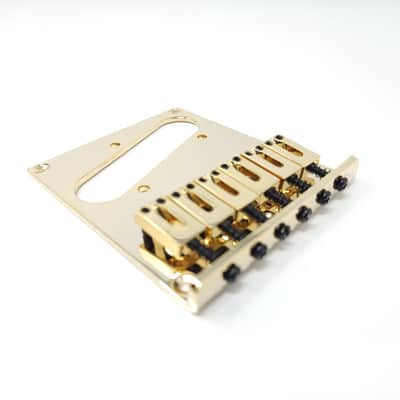 Brio Telecaster Left Handed 6 modern saddle Tele Bridge - Gold image 1