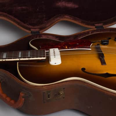 Guild  X-150 Arch Top Hollow Body Electric Guitar (1957), ser. #4462, original brown hard shell case. image 14