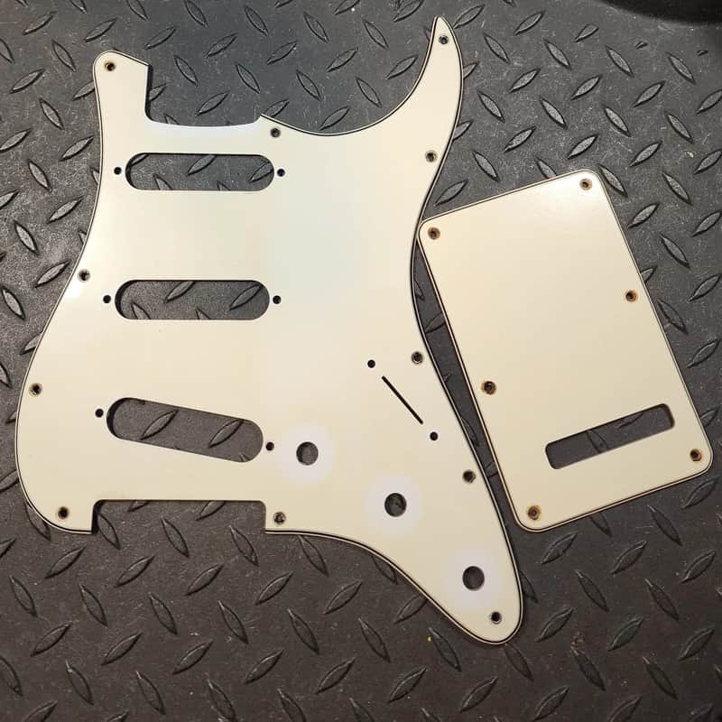 USA 3-ply Fender Pickguard and Back Plate 1986 Strat Cream/White Jewel Series Stratocaster US American image 1