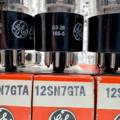 General Electric 12SN7GTA Preamp Tube Set Grey Plates Same Codes USA 1963 Tested image 5