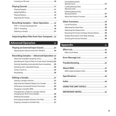 Roland SP-404 SX — Owners Manual User Guide Instructions — 54 Pages — USA Made image 2