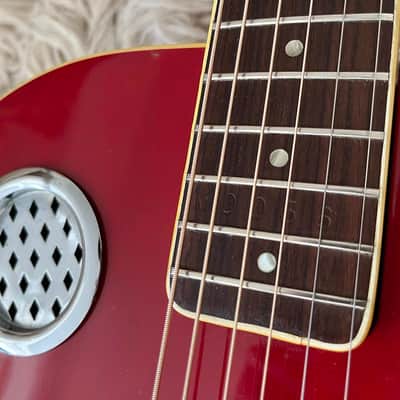 Vintage 1970s Mosrite of California D-40 D-50 Dobro Resonator Acoustic Guitar Red USA image 5