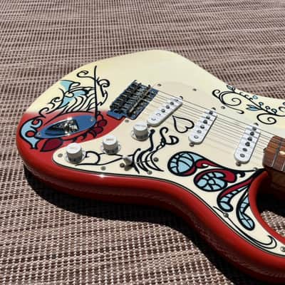 Fender Limited Edition Jimi Hendrix Artist Series Signature Monterey Pop Festival Graphic Stratocaster 2017 Strat PF Pau Ferro Fingerboard Fretboard Beautiful Upgrade Custom Fender Case Velour with Candy! image 19