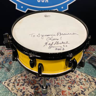 Gretsch - 14x5", Vineyard Custom Snare Drum, Signed by Fred Gretsch! 2006 - Yellow, Black Hardware image 1