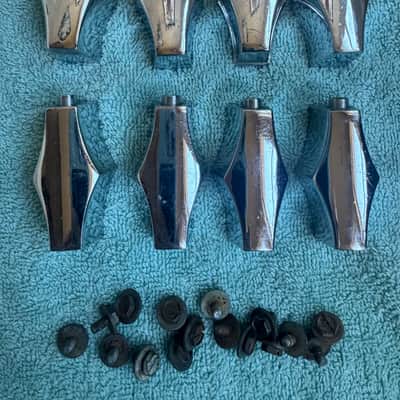 Fibes Lot of 8 Floor or Mounted Tom Bass Drum Lugs with 16 Mount Screws 70s - Chrome image 2