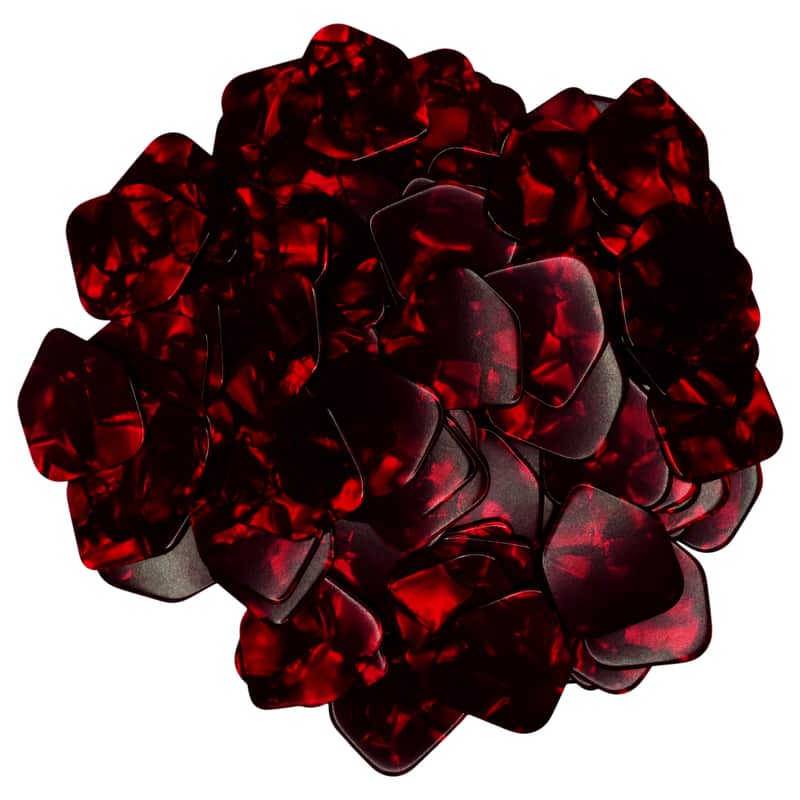 Exotic Plectrums Celluloid Red Pearl Guitar Or Bass Pick - 0.96 mm Heavy Gauge - 330 Medium Home Plate Shape - 100 Pack image 1