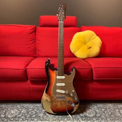 Made to Order - FRANCHIN Mercury guitar Relic Aged Nitro Lacquer OVER METALLIC LEAF (Sunburst/ Black/ White/ Blue/ Green/ Yellow/ Red/ Pink/ Burgundy/ Purple/ Gold/ Silver/ Copper, etc.) Stratocaster-Strat-S-Style Made in Italy image 3