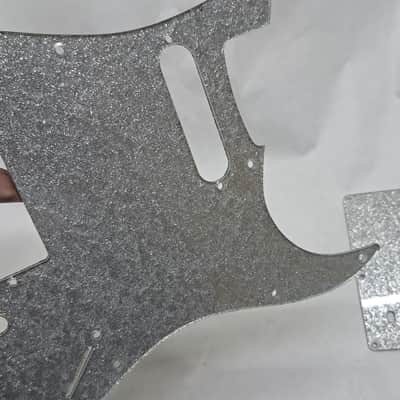 Platinum Silver Sparkle Glitter HXS HS pickguard + trem cover set Fits Fender Strat Stratocaster image 13