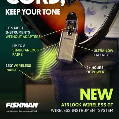 FREE USA SHIP! - Fishman AirLock PRO-AIR-GT1 Wireless Instrument System - Guitar, Keyboards, Vocals W/ 9 Hour Battery Life image 1
