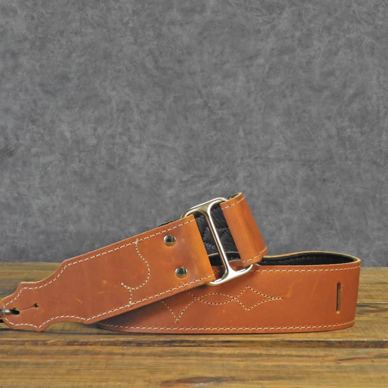 Franklin Leather & Chrome Guitar Strap New from Authorized Dealer - Caramel image 1