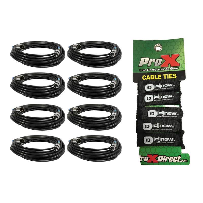 8 Pack 10ft DMX Cables 3 Pin XLR Female to Male DMX 512 Stage Light Data Wire image 1