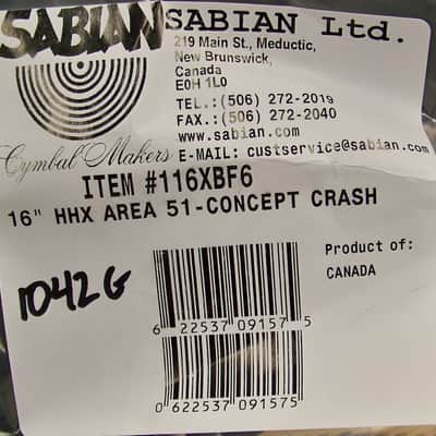 Sabian HHX 16" Area 51 Concept Crash Cymbal/Brilliant Finish/Model #116XBF6/New image 3