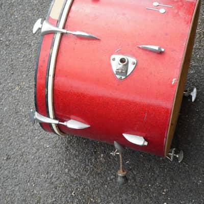 Sonor Vintage Teardrop Era 20" Bass Kick Drum, Western Germany 1960s - Red Sparkle image 3
