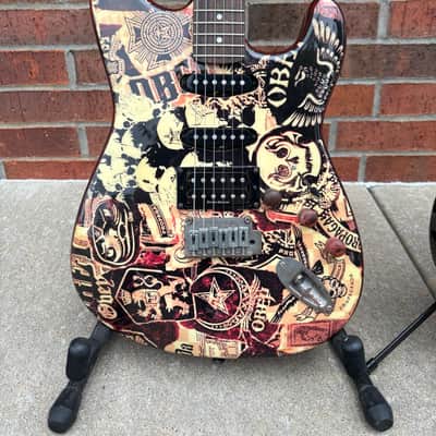 Late 2000's Squier Obey Strat & Tele Set of Two Guitars - Obey Propaganda Finish image 2
