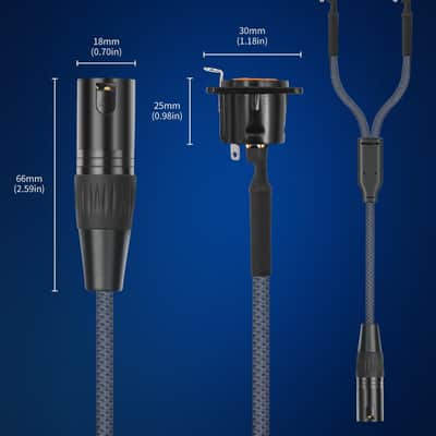 XLR Pass Through Cable Splitter, Dual Female Panel Mount to 1 Male Connector Adapter Y Cable, Mic Feed/Pass Thru Converter for Stage Box, Patch Panel, Floor Box 2 feet(2F D-Type to M) image 3